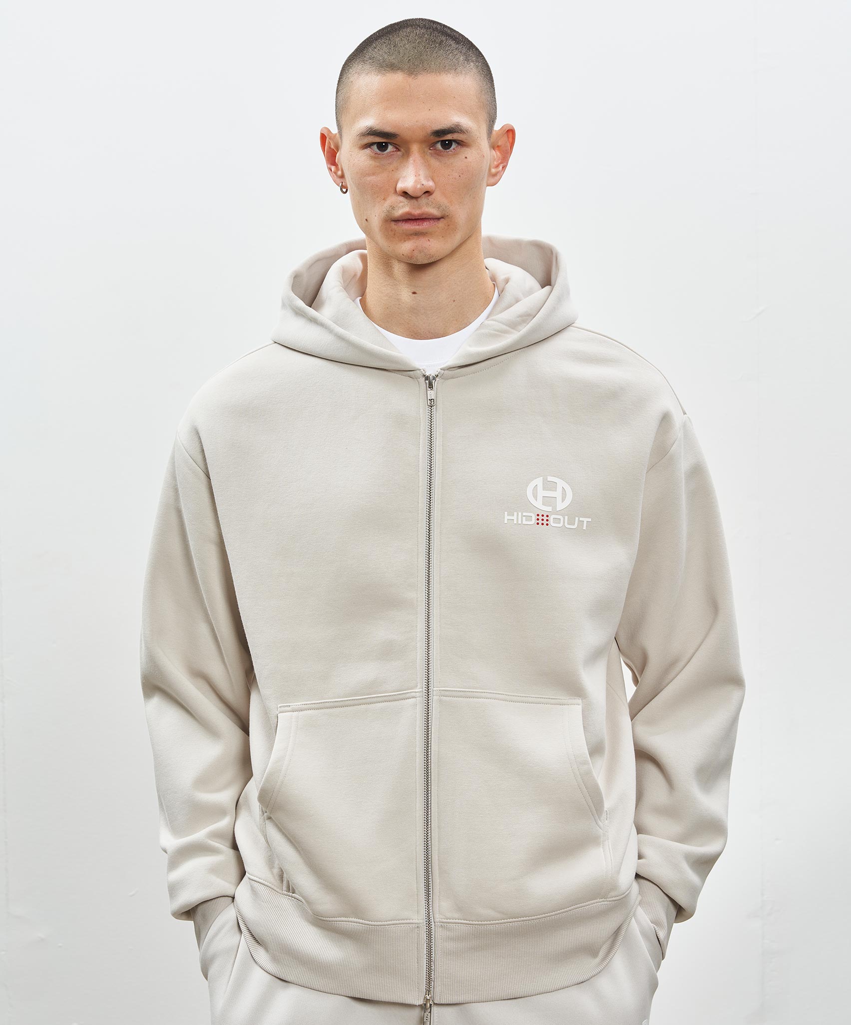 Hidden Hideout Zest Full Zip Hoodie in Ivory