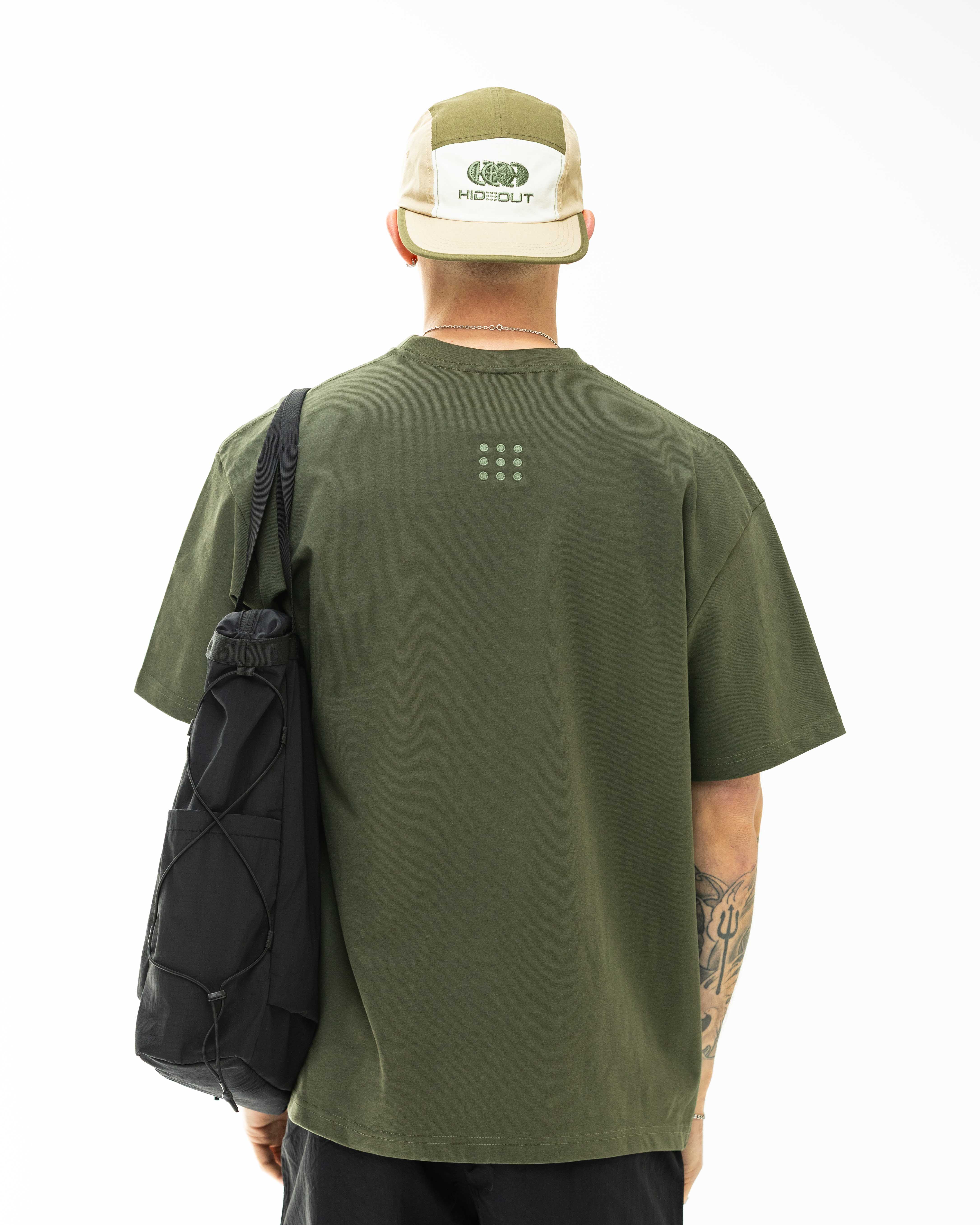 Hidden Hideout Blank tee-Oversized Fit-Olive Green