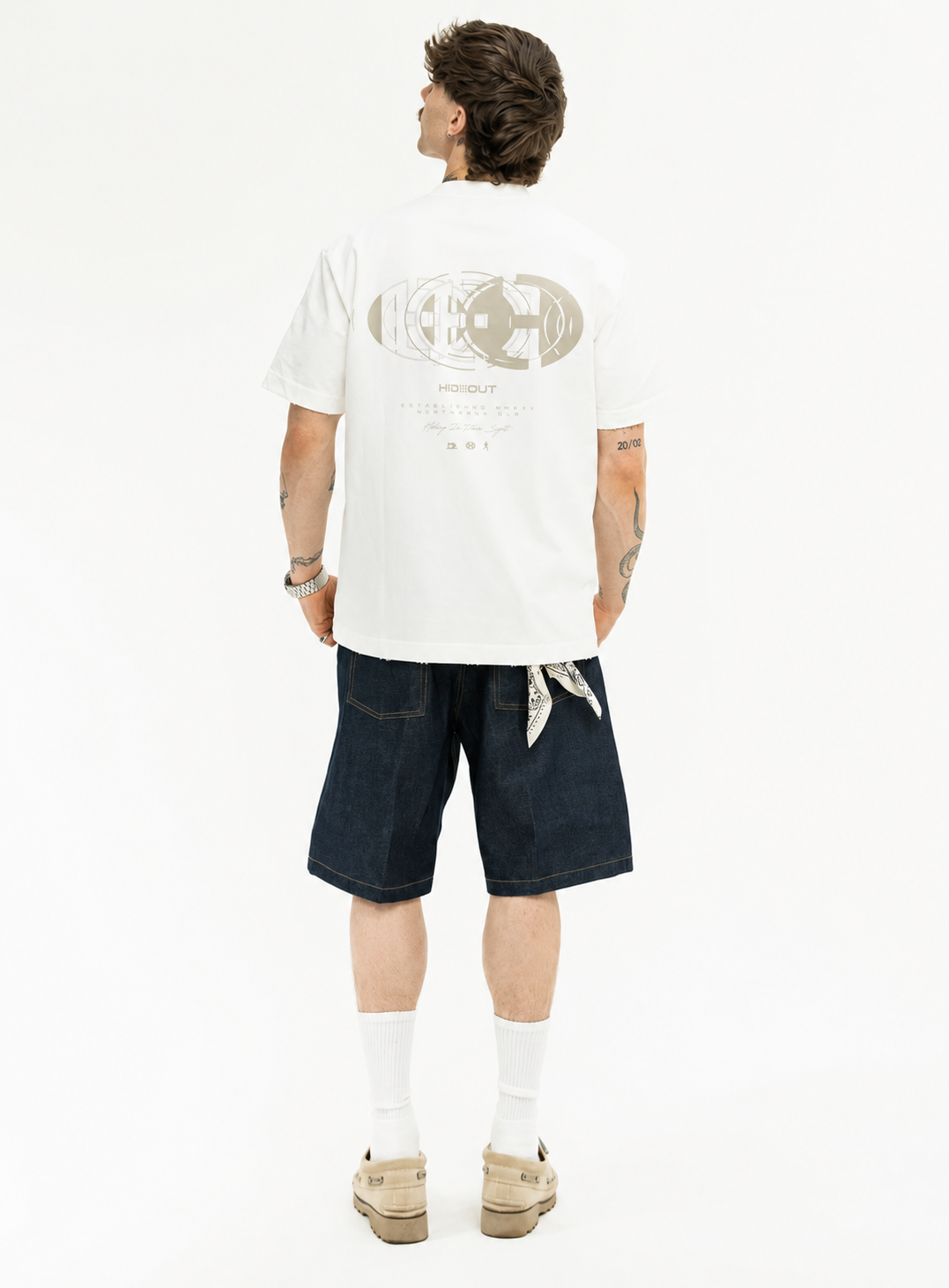 SHADOW T-SHIRT -WHITE/L.GREIGE