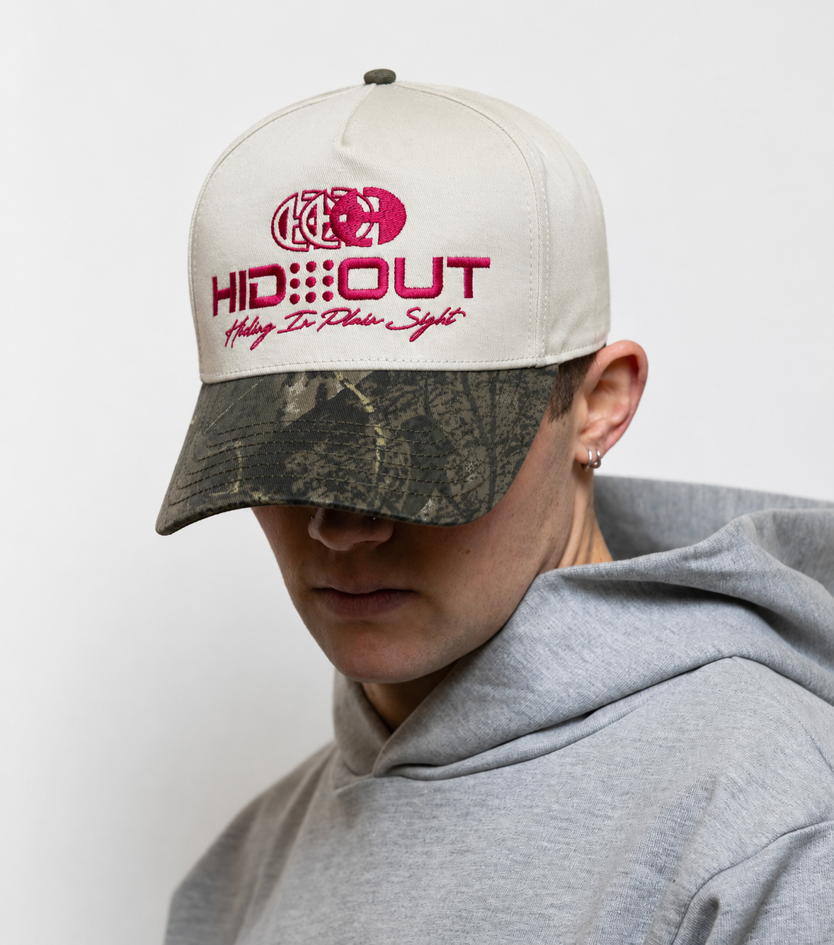 SYLO CAP - 5 PANEL TWO TONE(NAT/PINK/CAMO