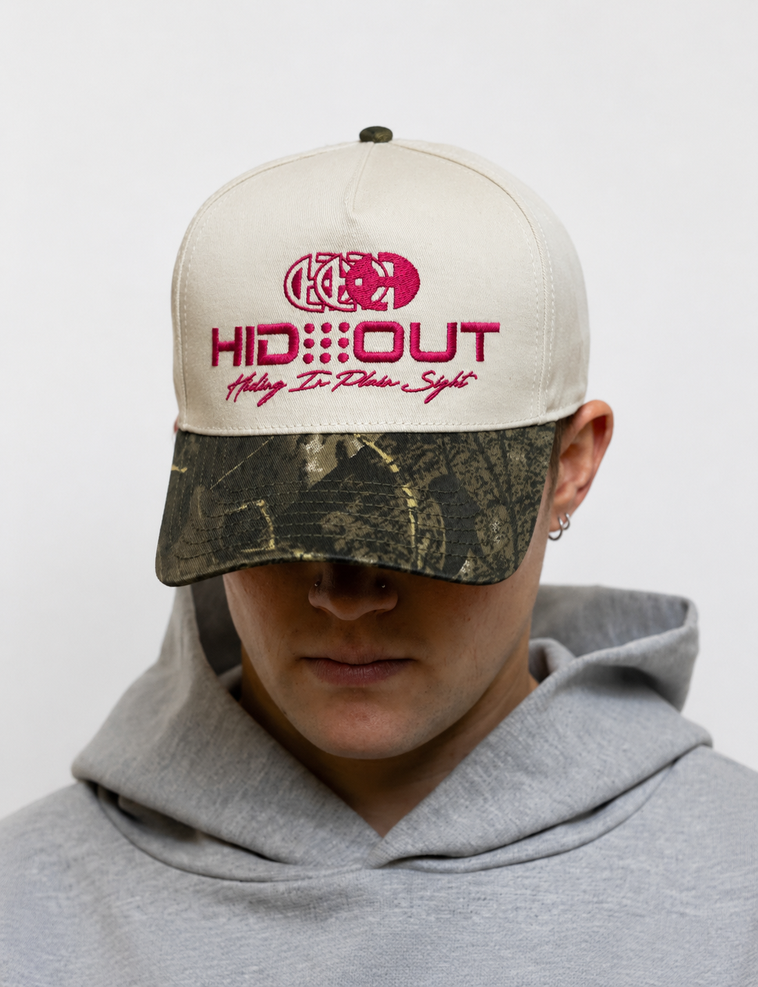SYLO CAP - 5 PANEL TWO TONE(NAT/PINK/CAMO