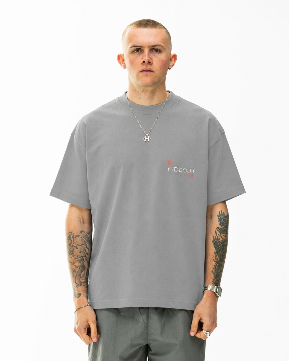 ASTRO T-SHIRT SS26-Neutral Gray/White Rose Red