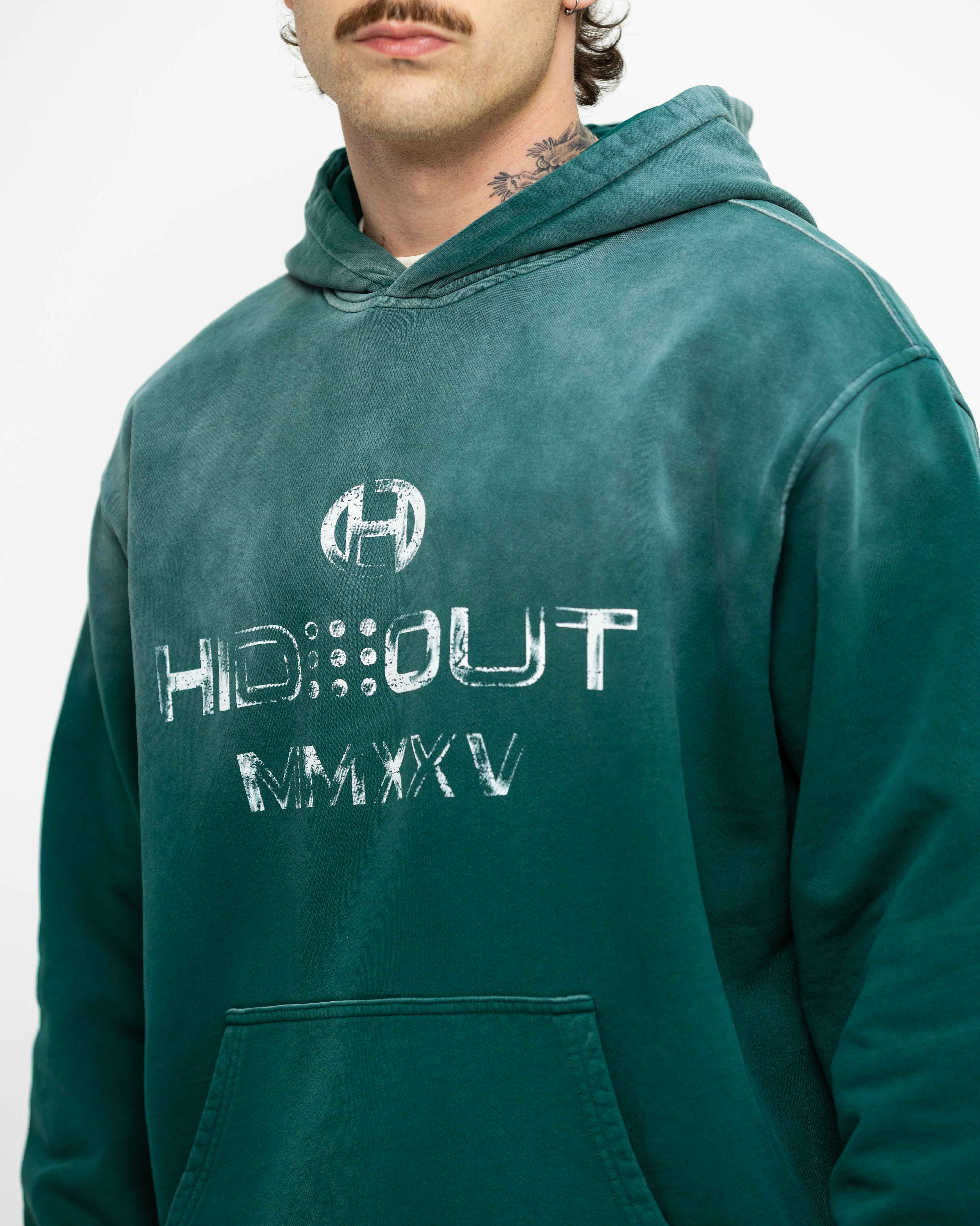 HENDRIX HOODIE-PINE GREEN SUN FADE
