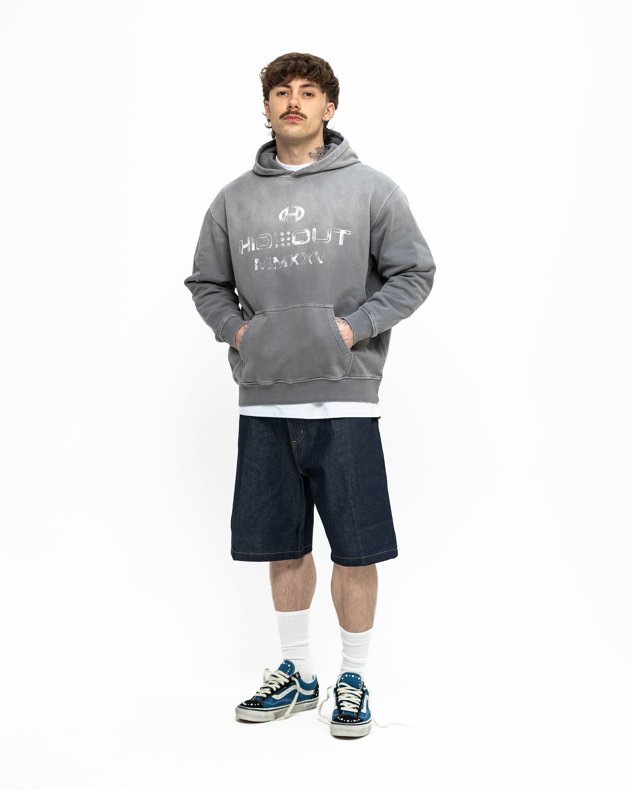 Hidden Hideout HENDRIX HOODIE-GREY SUN FADE