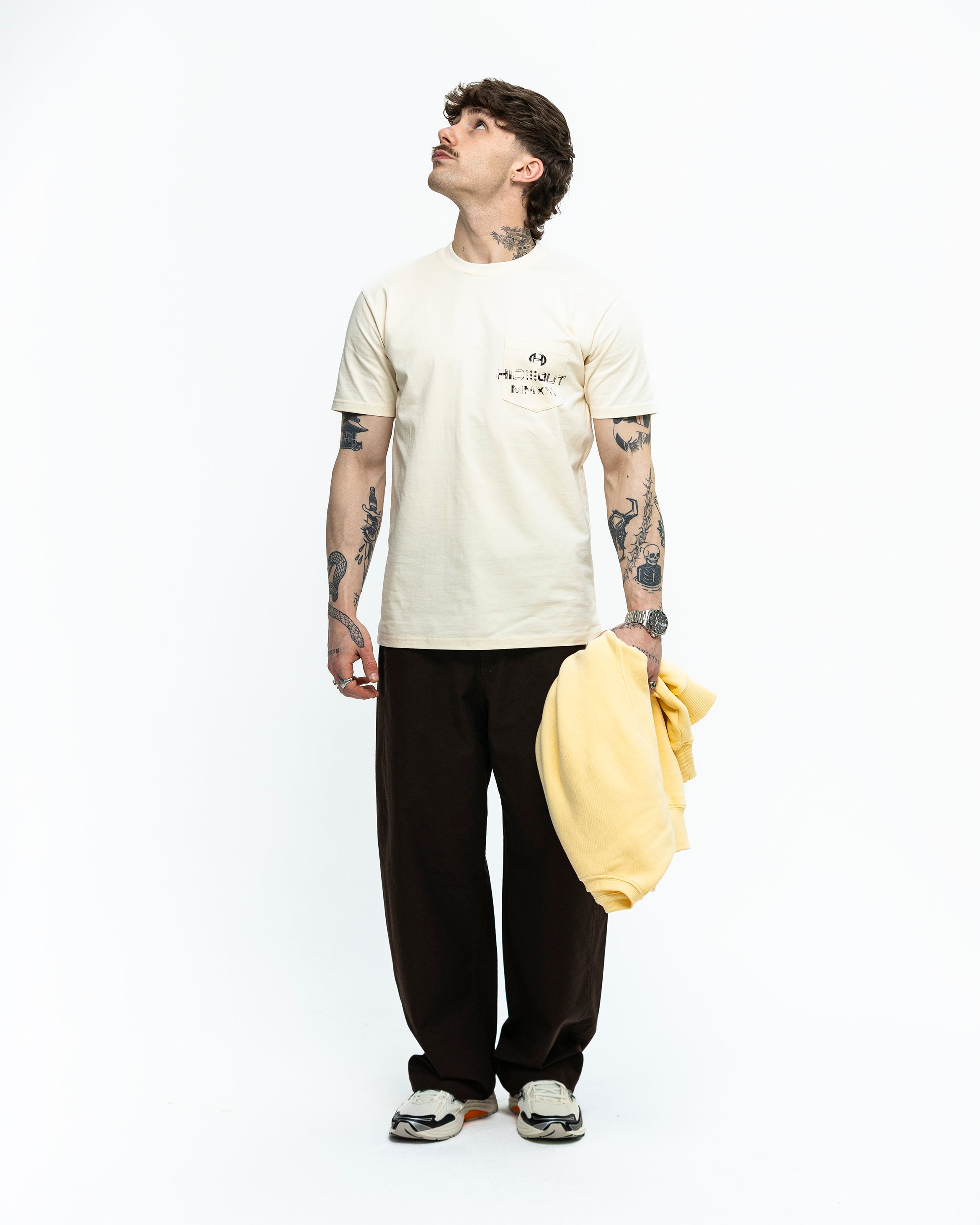 Hidden Hideout Hendrix Pocket Tee in Ecru