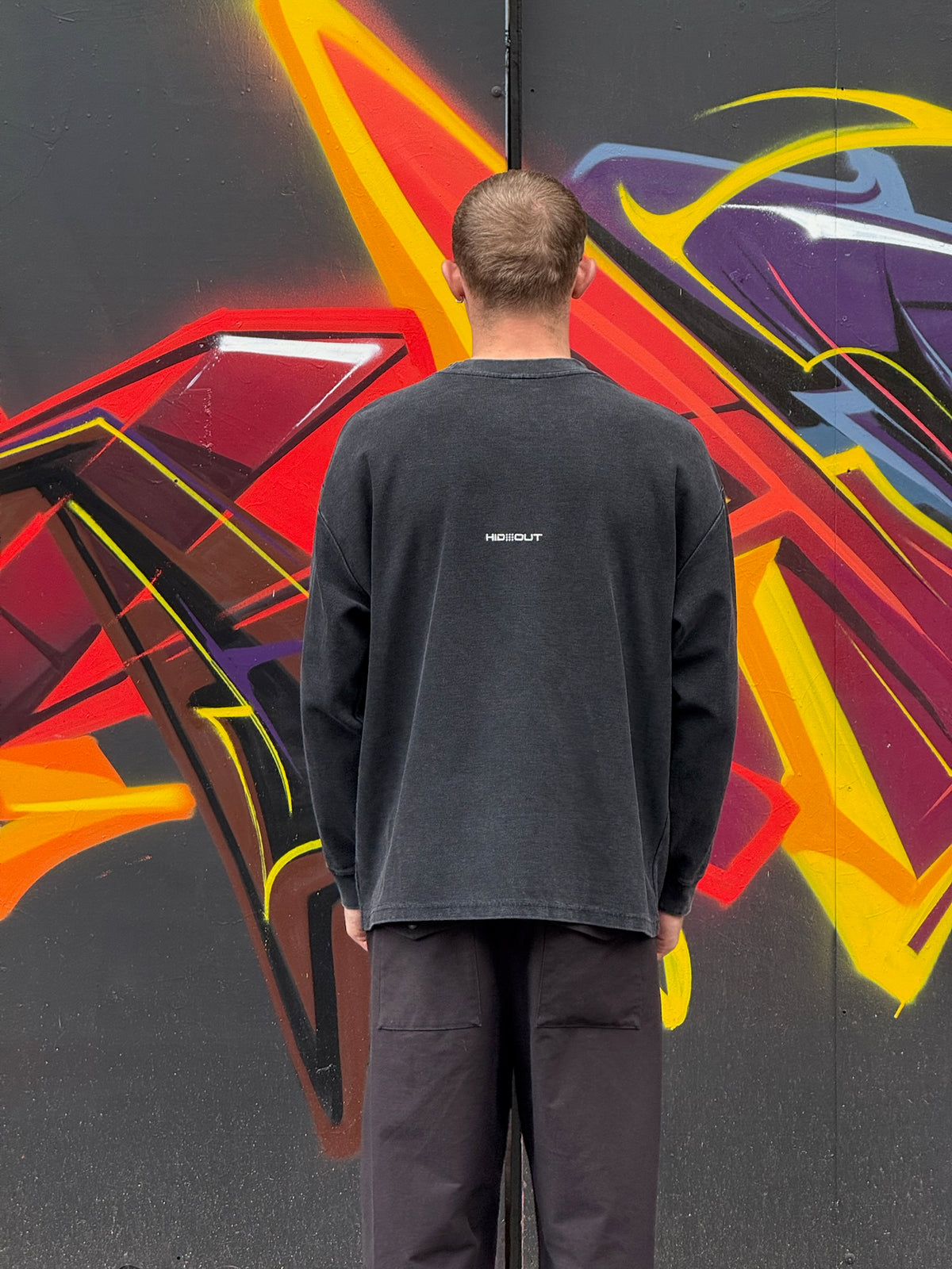 MATRIX WAFFLE L/S T-SHIRT-WASHED BLACK