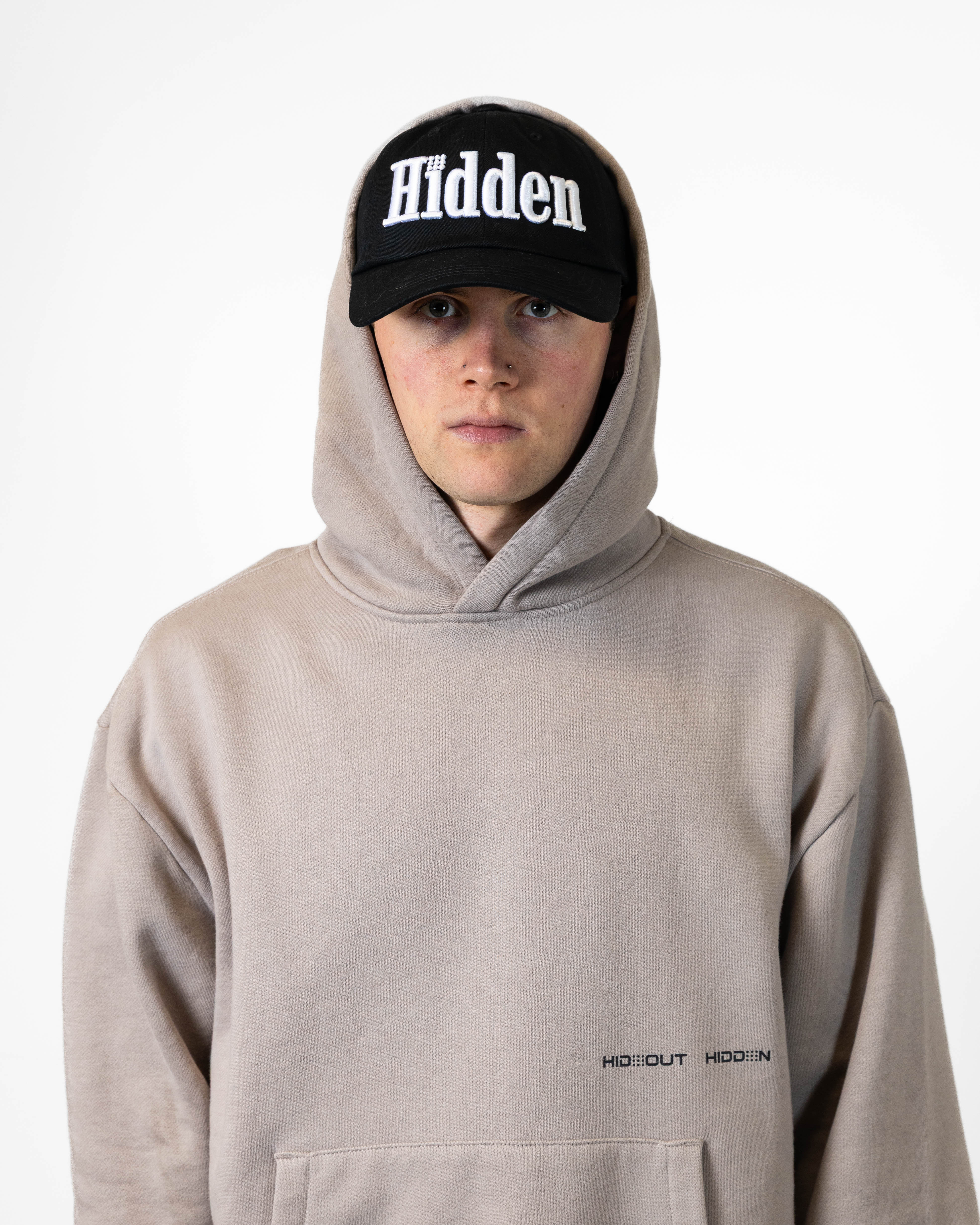 SINGER HOODY-Greige/Black - RELAXED FIT