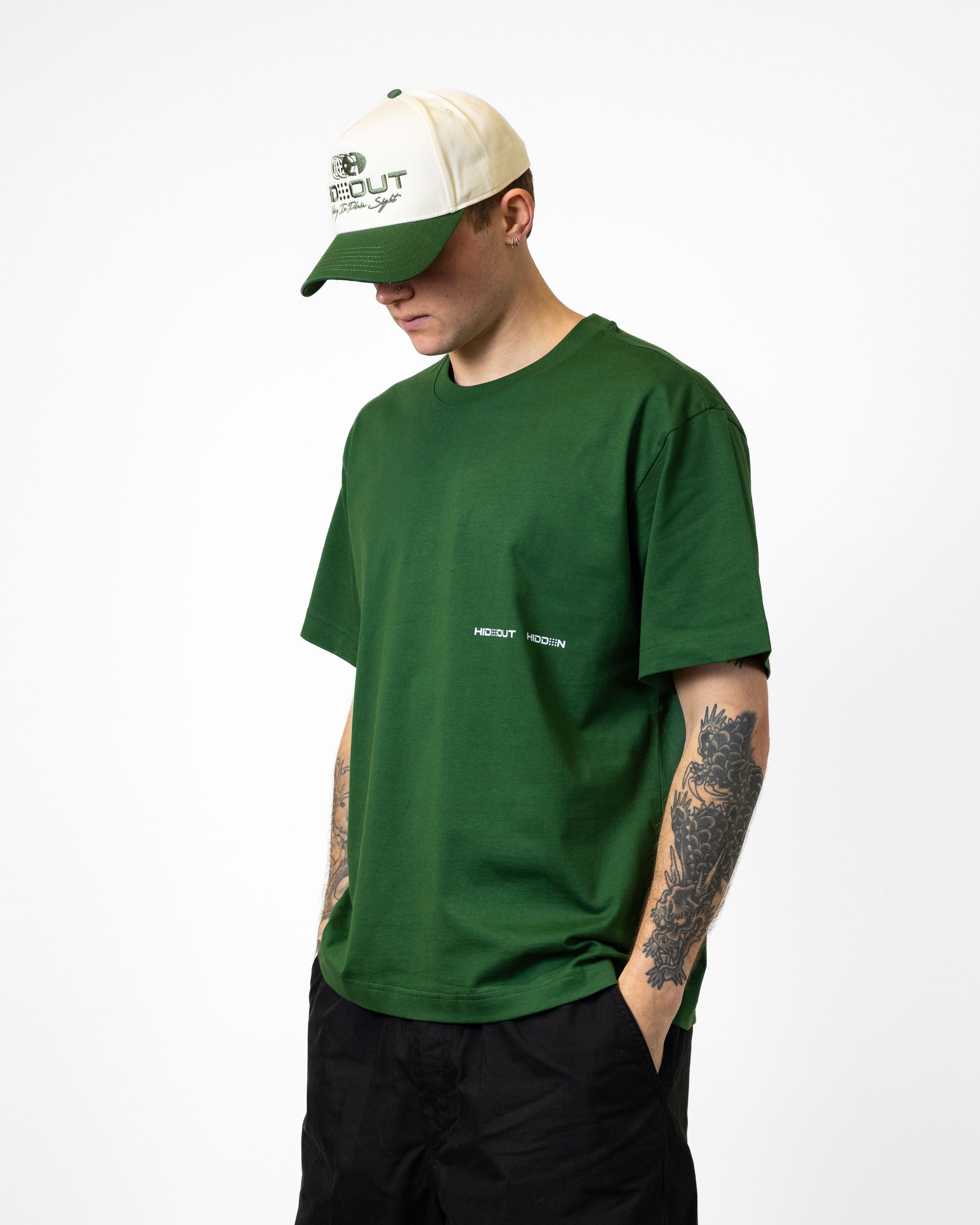 SINGER TEE -FOREST/WHITE - BOXY FIT