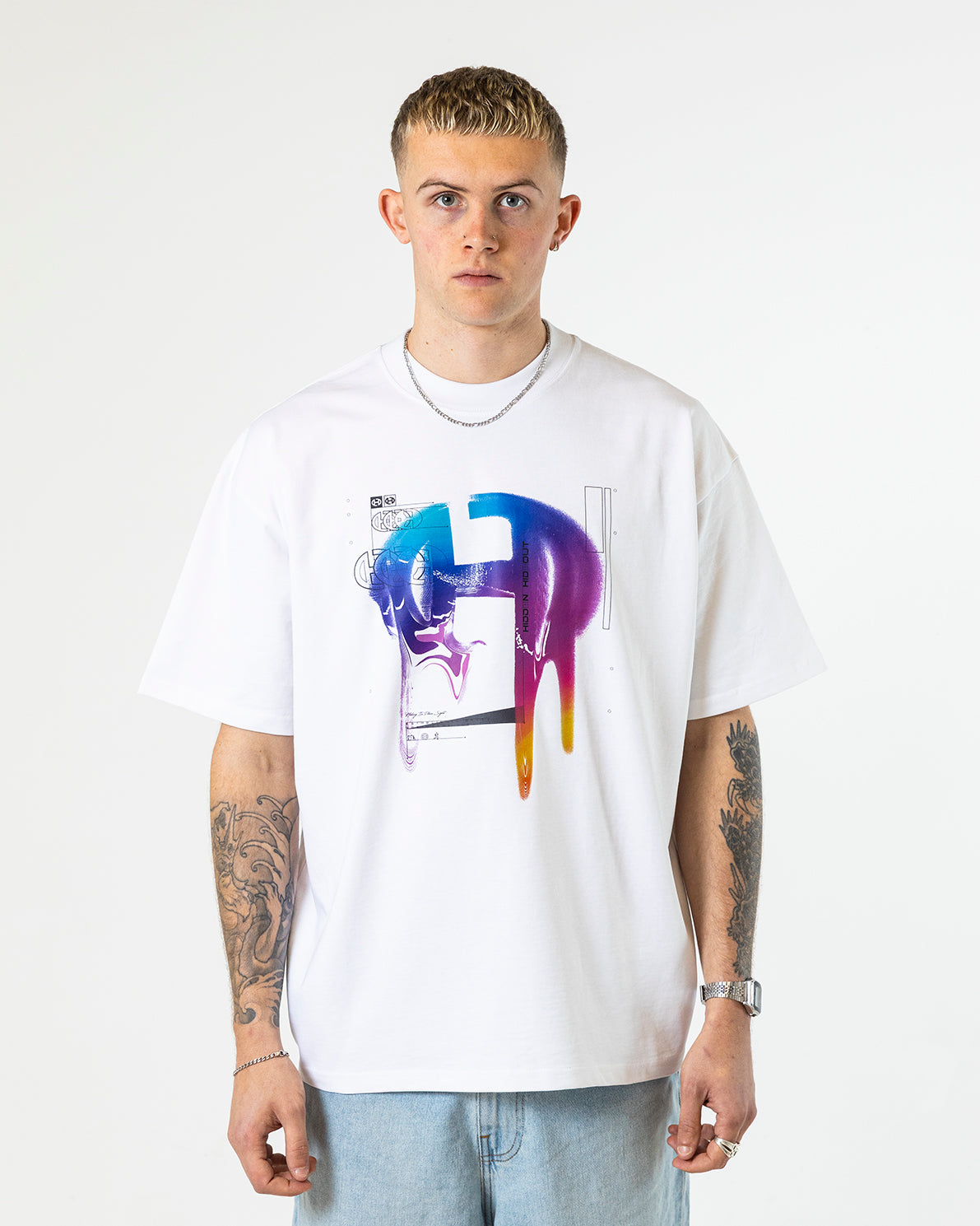 CHROME TEE-WHITE -OVERSIZED FIT