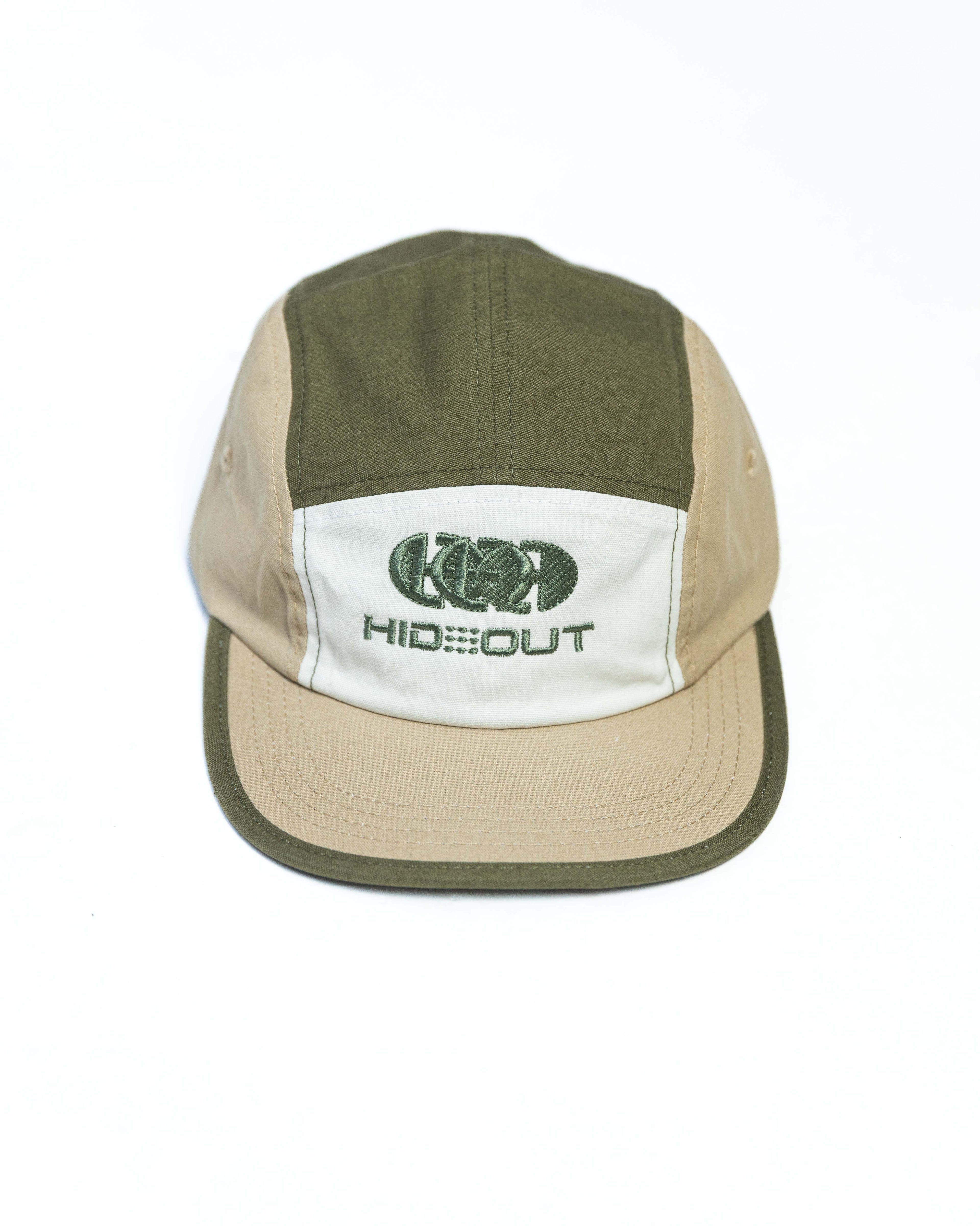 Hidden Hideout CASTILLO 5 PANEL FLAT CAP- Stone/Olive