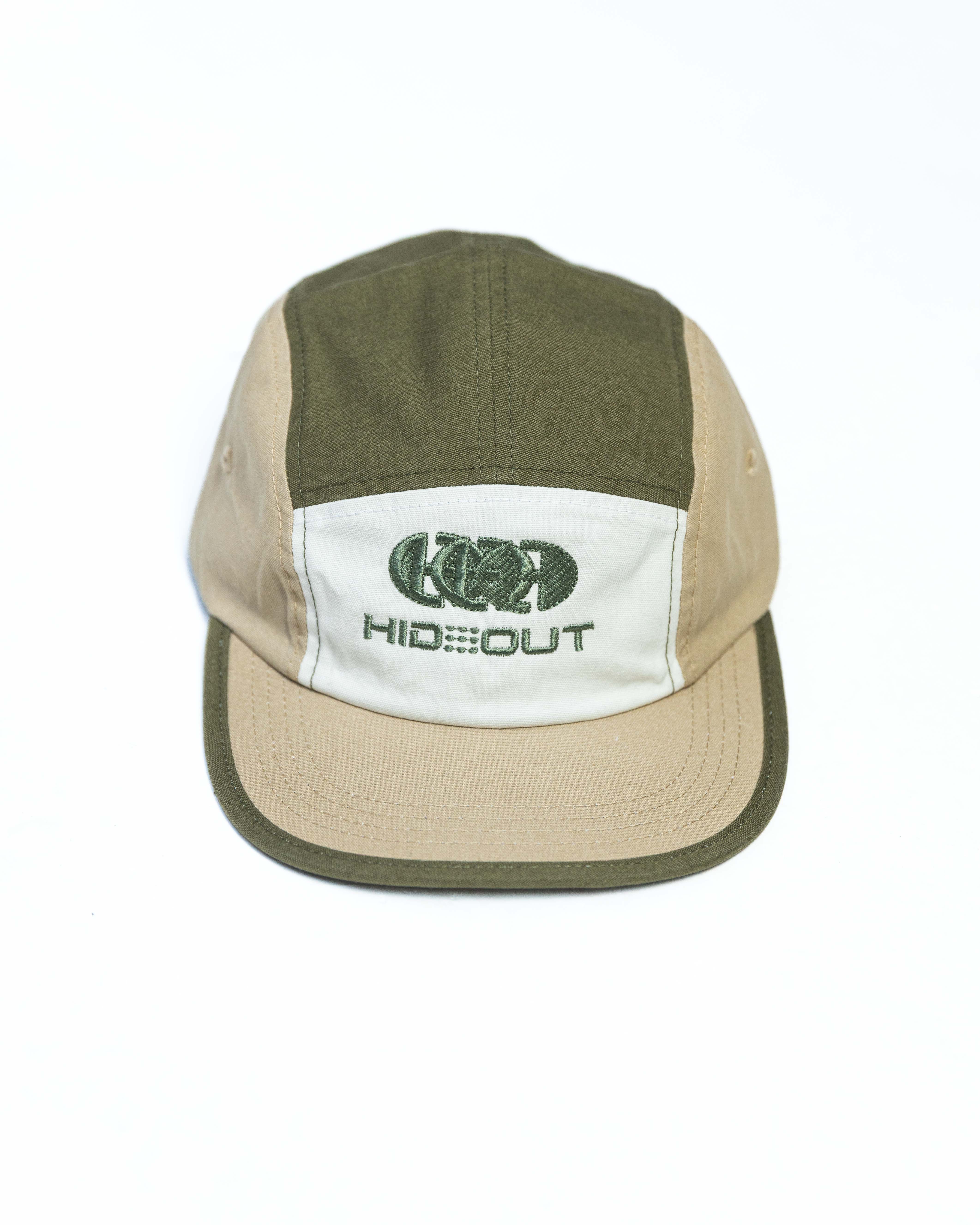 Hidden Hideout CASTILLO 5 PANEL FLAT CAP- Stone/Olive