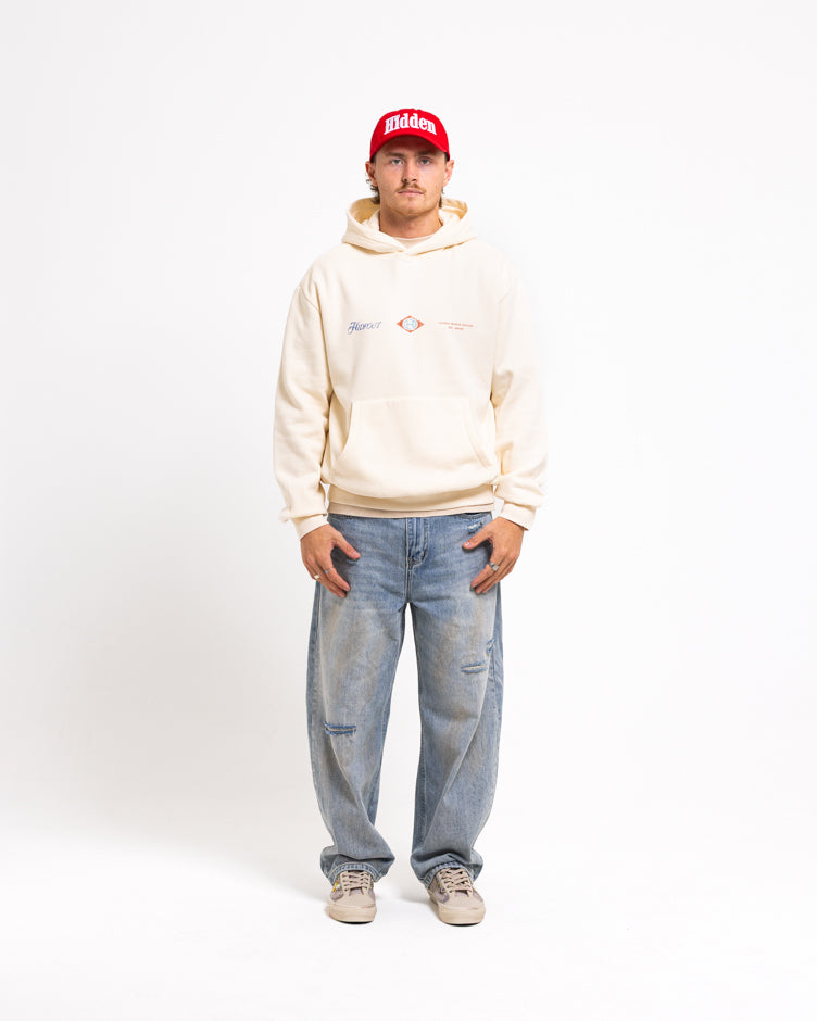 SERVICES HOODIE-NATURAL/DUSTY RED