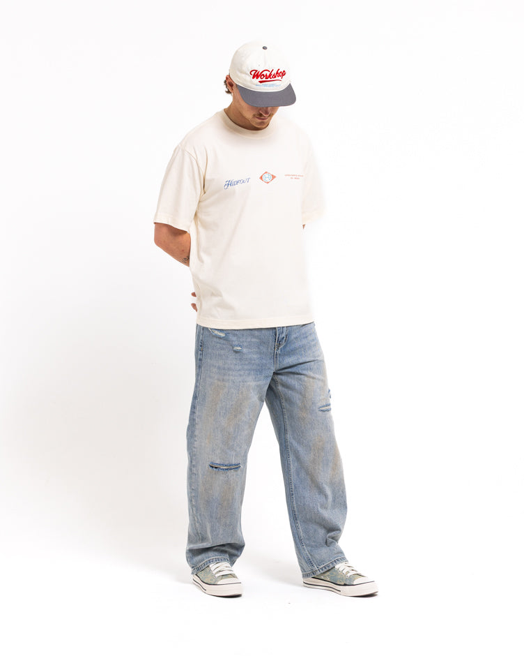 SERVICES T-SHIRT -NATURAL/DUSTY RED