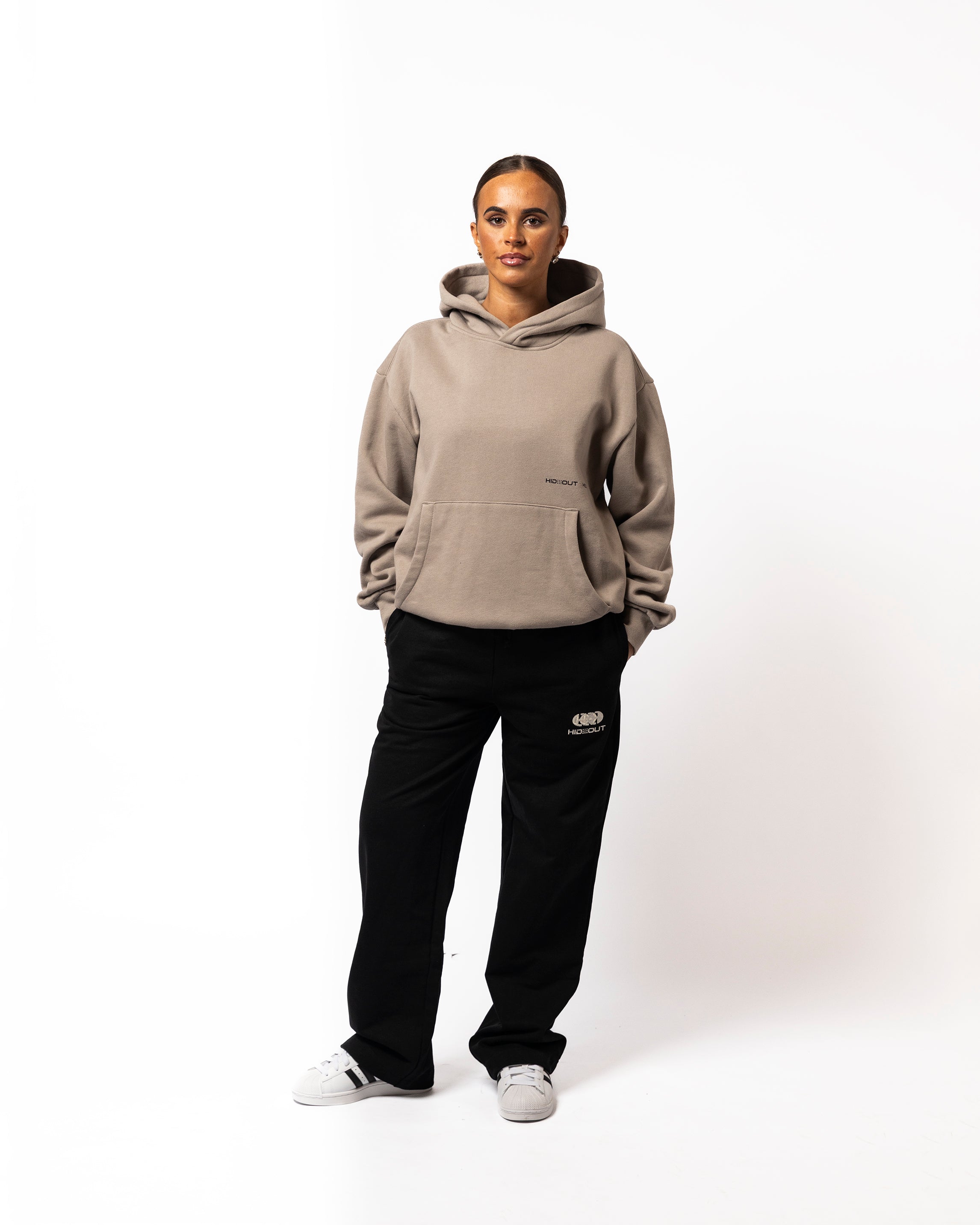 SINGER HOODY-Greige/Black - RELAXED FIT