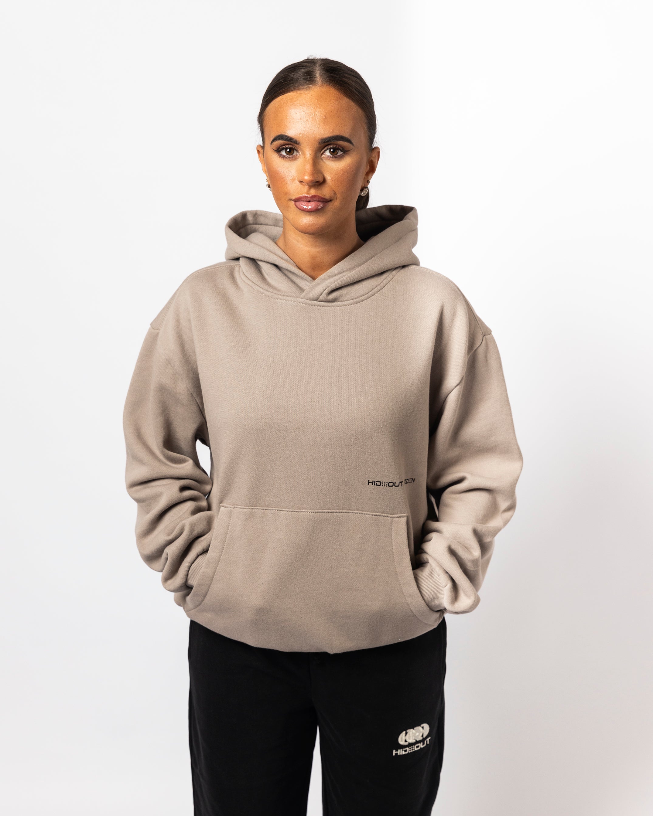 SINGER HOODY-Greige/Black - RELAXED FIT