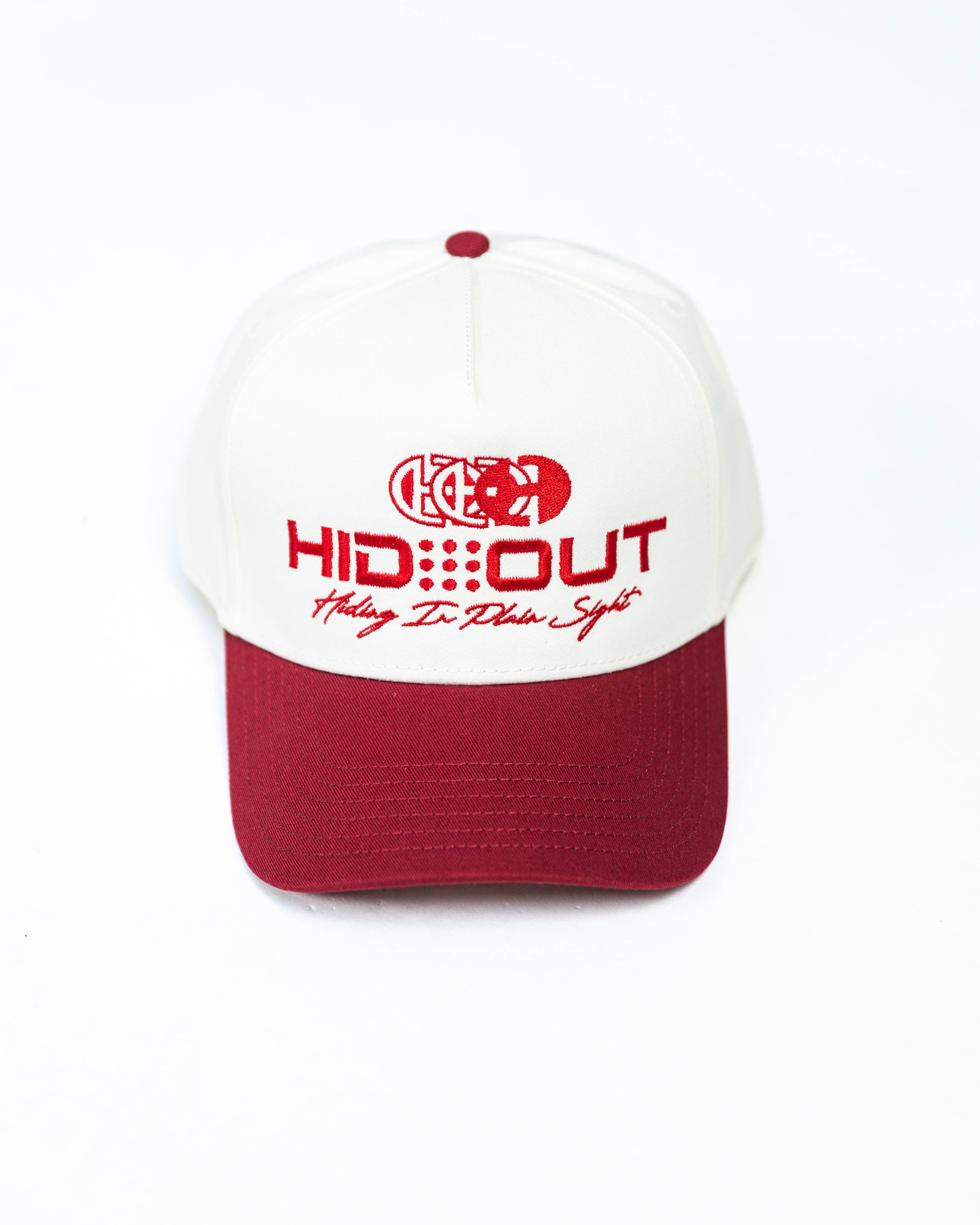 Hidden Hideout SYLO CAP - 5 PANEL TWO TONE( NAT/RED